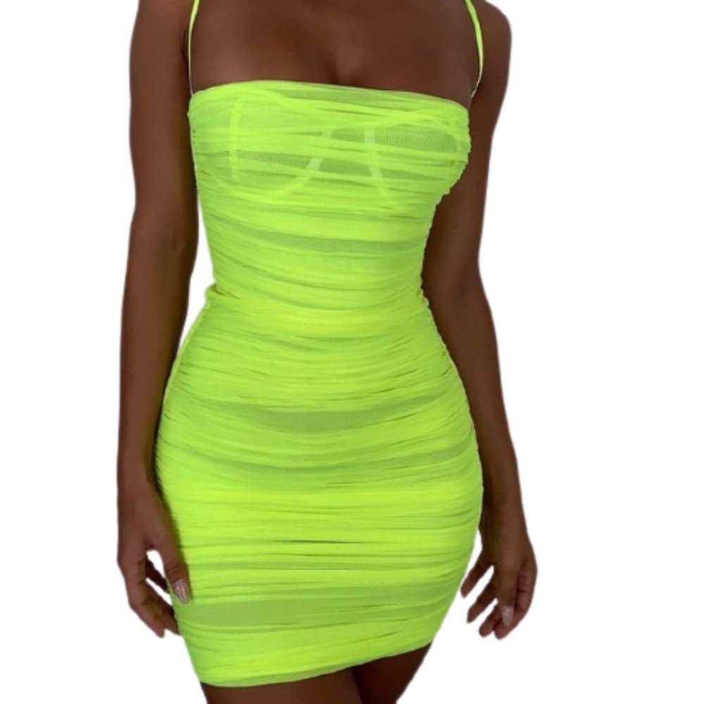 House of CB London Ella Organza Mini Lime Mesh